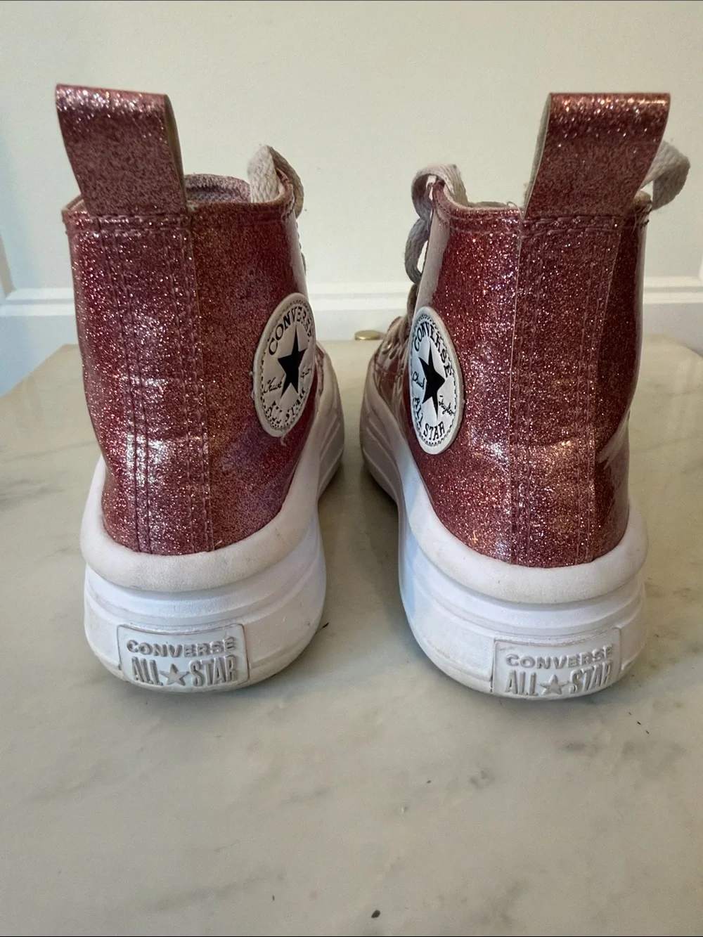 Converse Kids Glitter High Top Sneakers - PINK